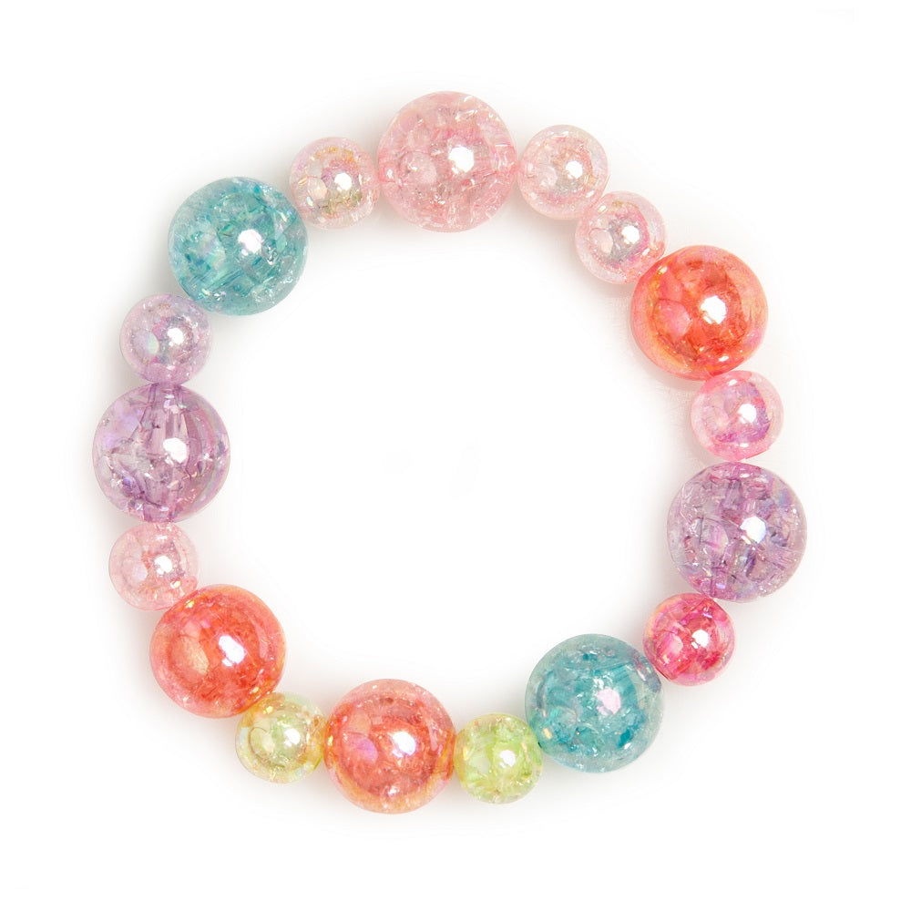 Colorful beaded bracelet on a white background.