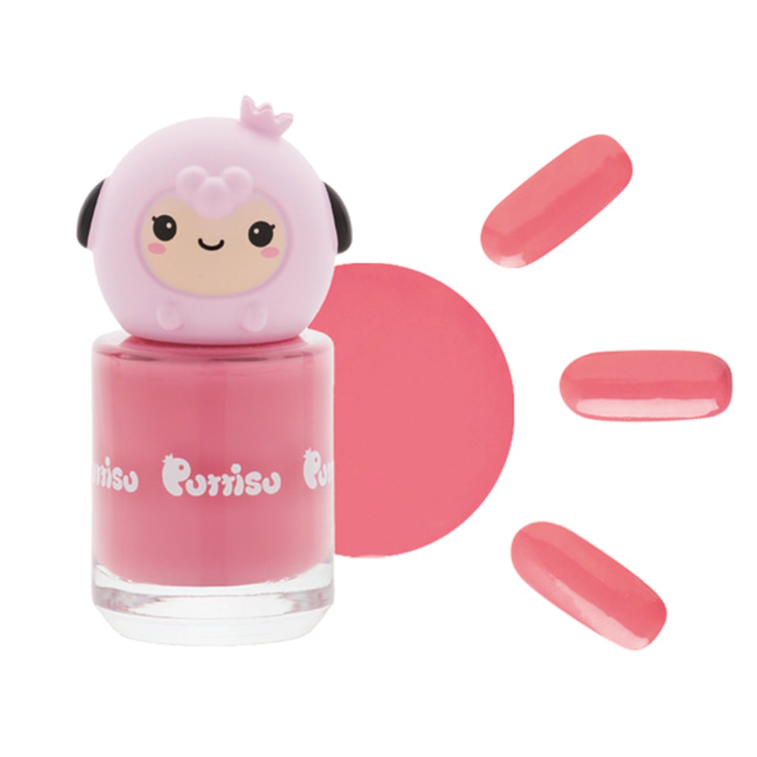 Pink nail polish with sheep-shaped cap.