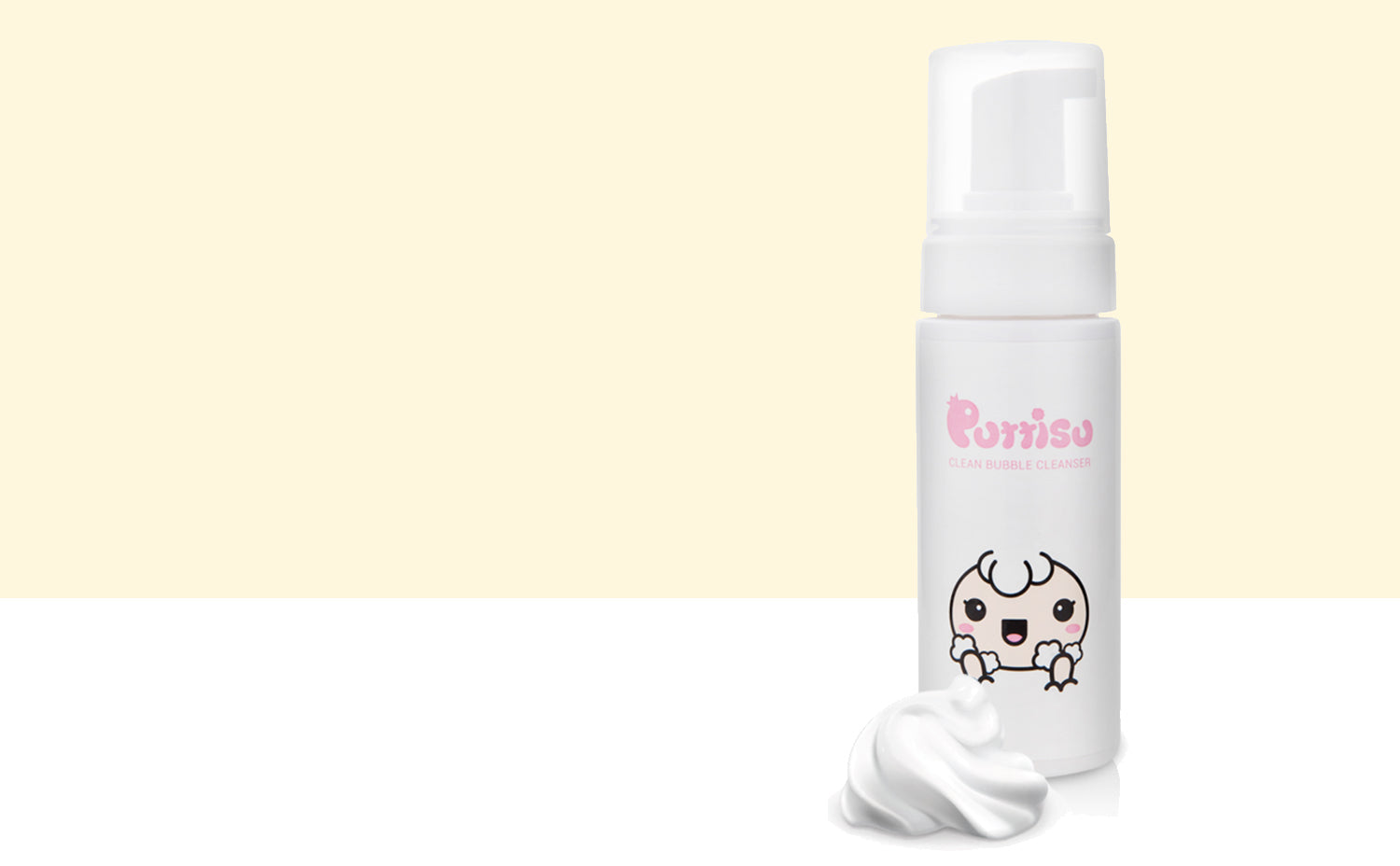 Puttisu Clean Bubble Cleanser product on a light yellow background.