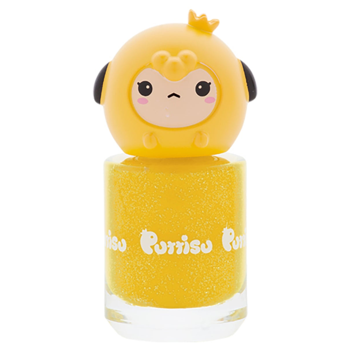 Yellow nail polish with cartoon character lid.