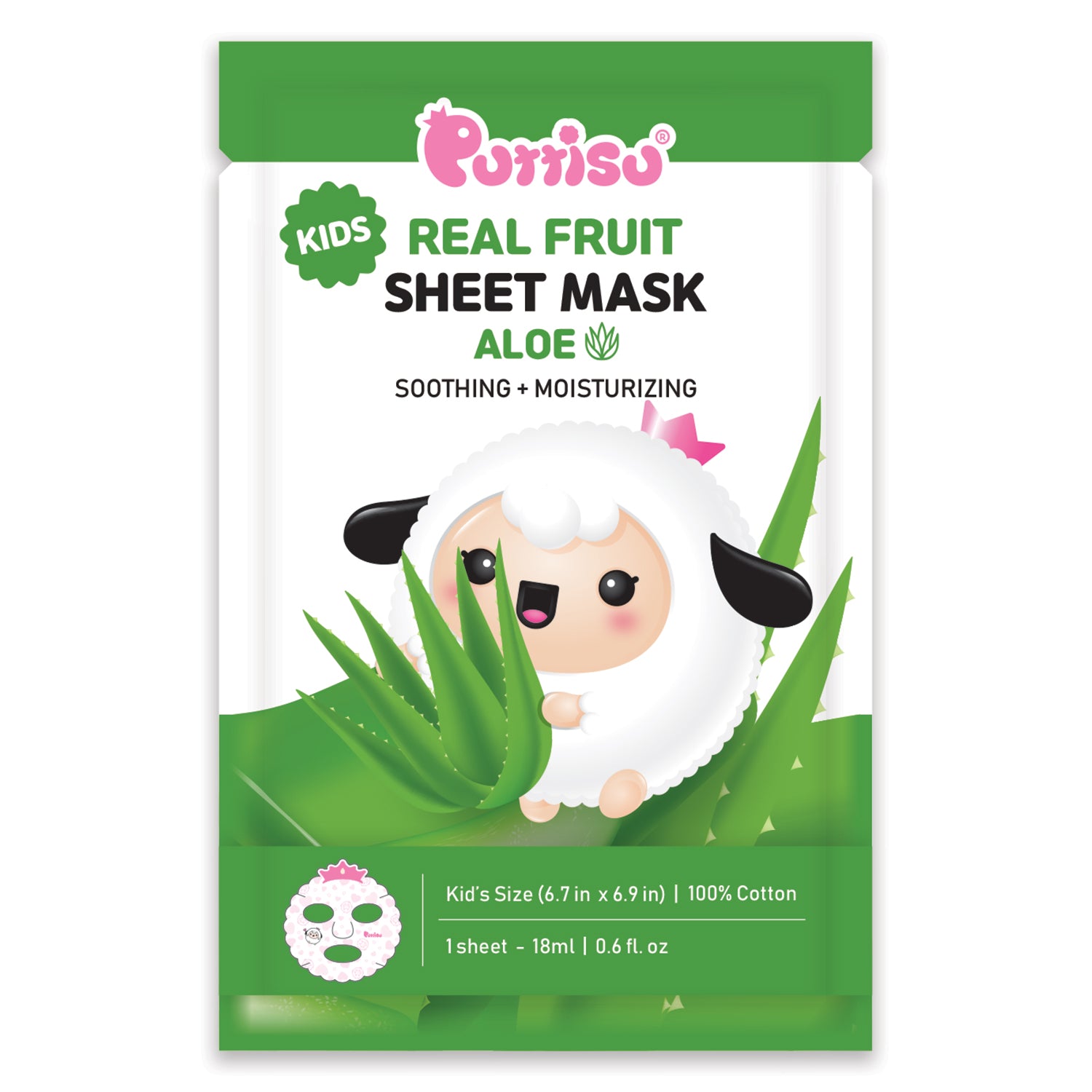 Package of Purriso kids real fruit sheet mask with aloe.