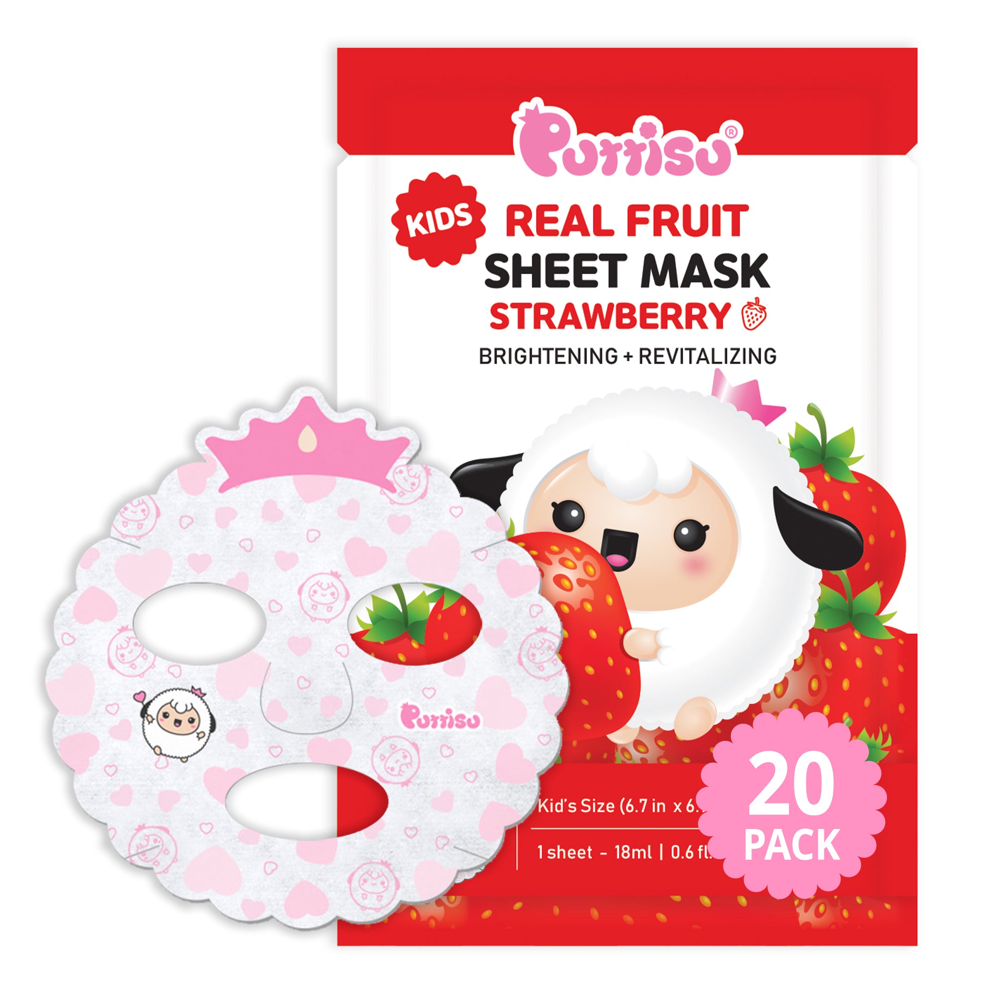 Purriso Kids Real Fruit Strawberry Sheet Mask.