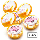 Yellow cosmetic compacts with pink bear design.