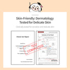 Cosmetic product promotion with dermatology test results.