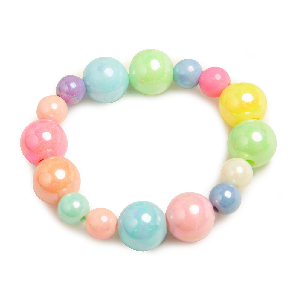 Colorful beaded bracelet with a shiny finish.
