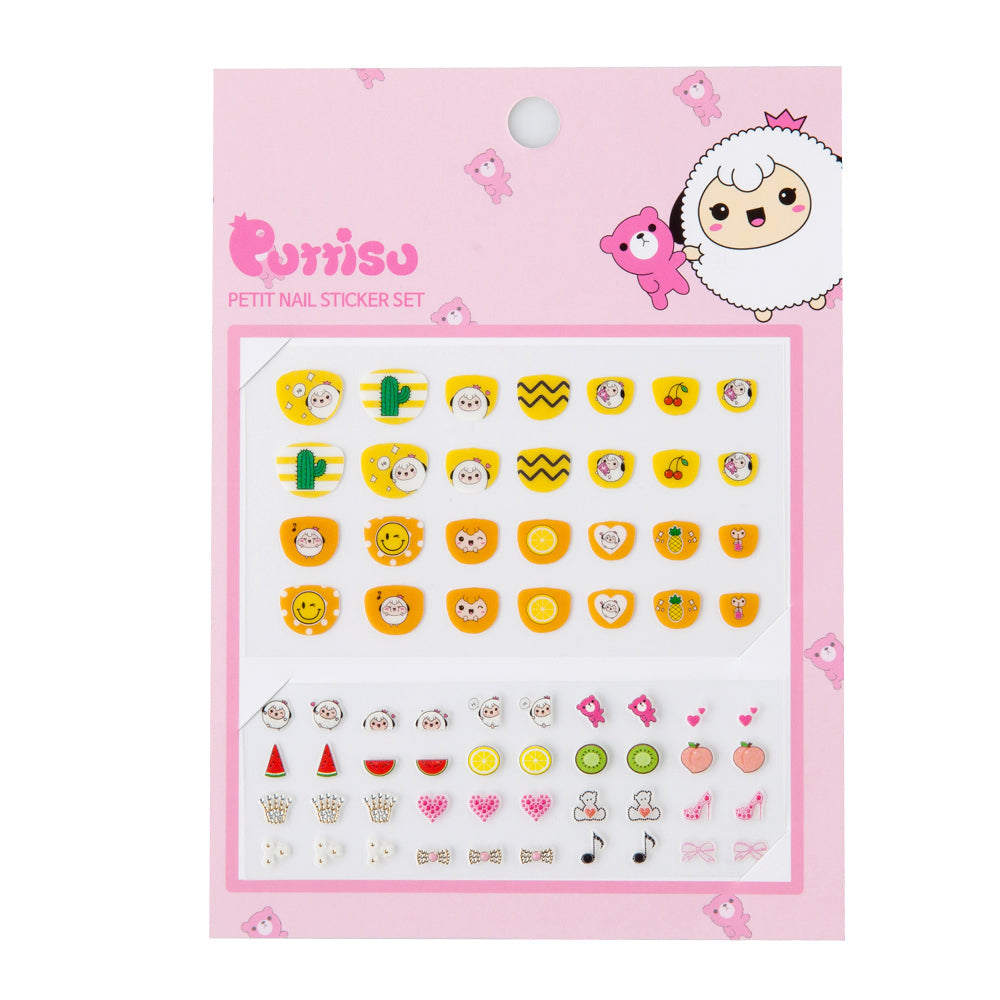 Sheet of colorful children's nail stickers.