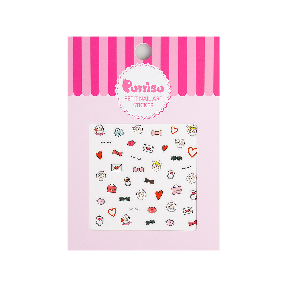 Pack of Purriso petit nail art stickers featuring a pink, white, and red color scheme.