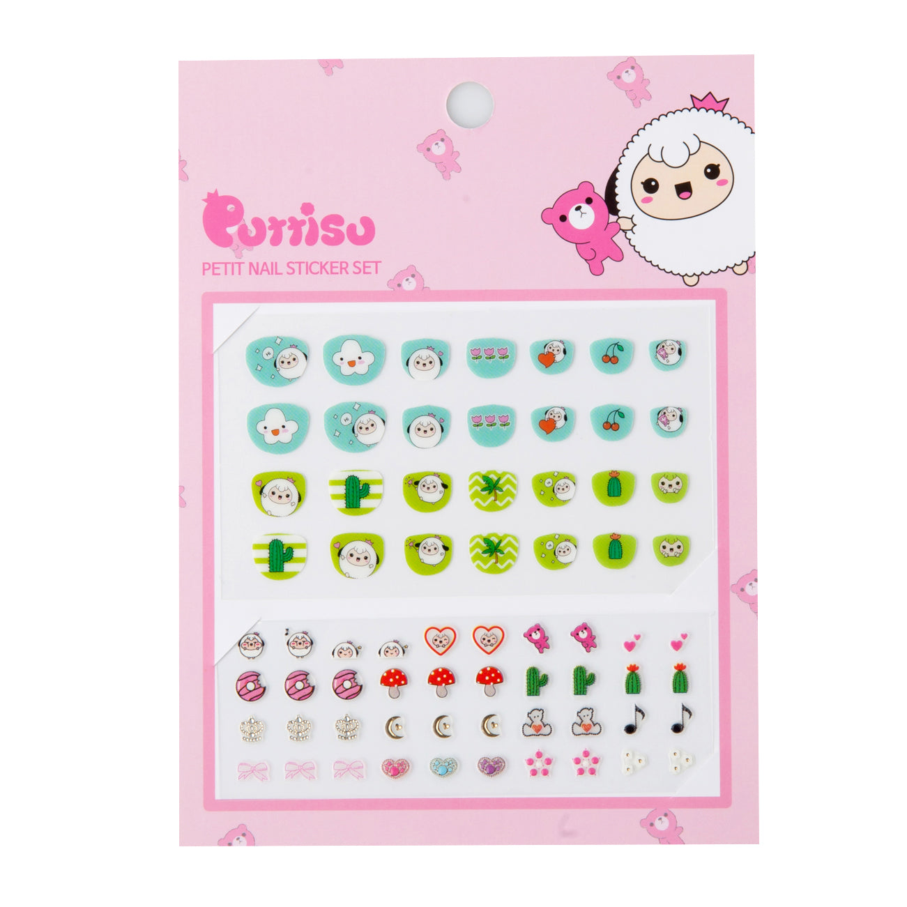 A sheet of colorful Corisou nail stickers.