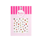 Pack of "Purisu" petit nail art stickers featuring images of desserts, fruits, and cute animal faces.

