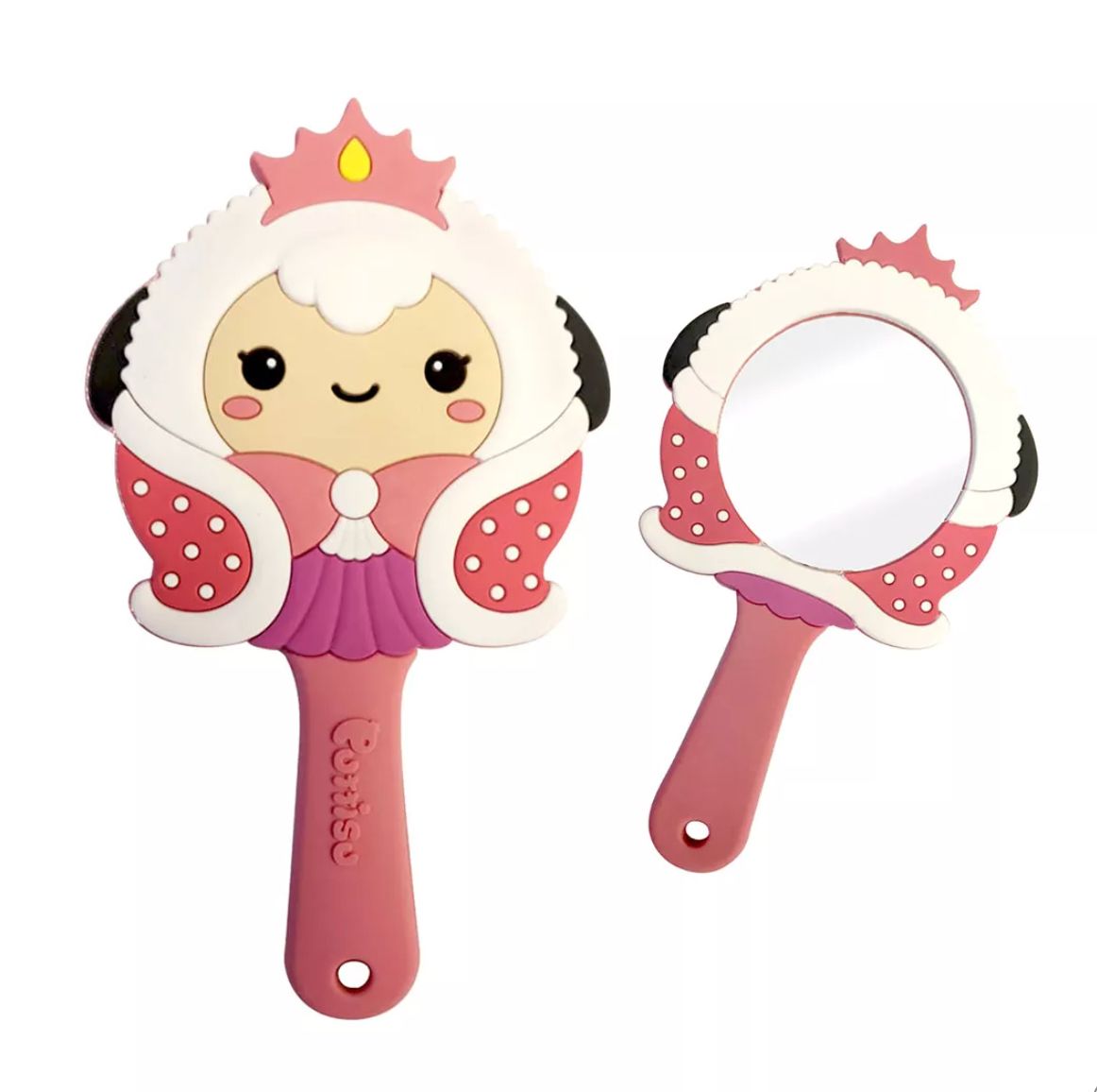 Puttisu Princess Mirror, themed hand mirror front and back view