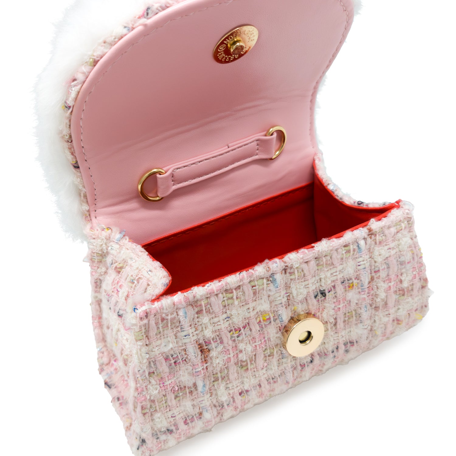 Pearl Ribbon Kids Tweed Handbag with Fur Trim | Puttisu – puttisu-usa