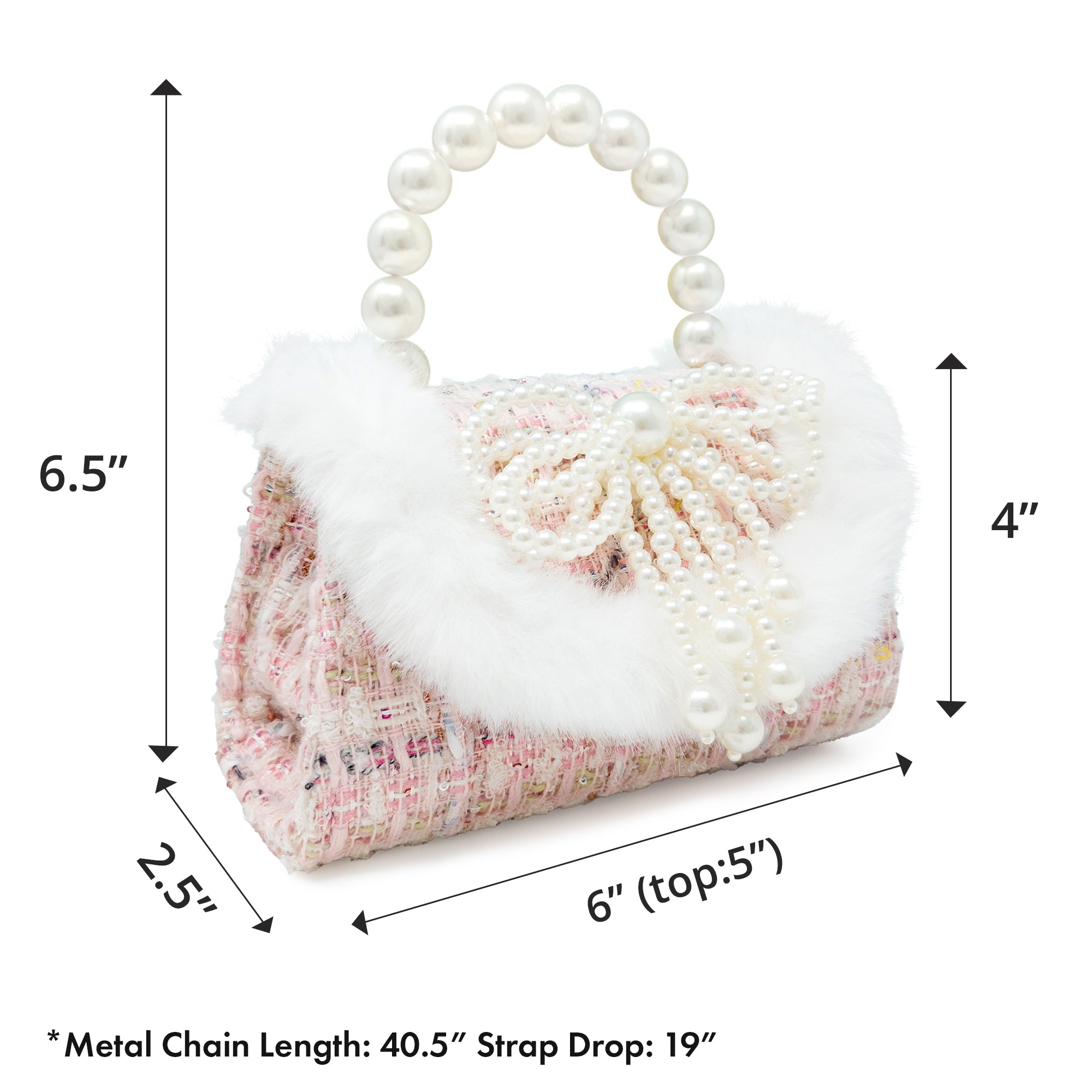 Pearl Ribbon Kids Tweed Handbag with Fur Trim | Puttisu – puttisu-usa