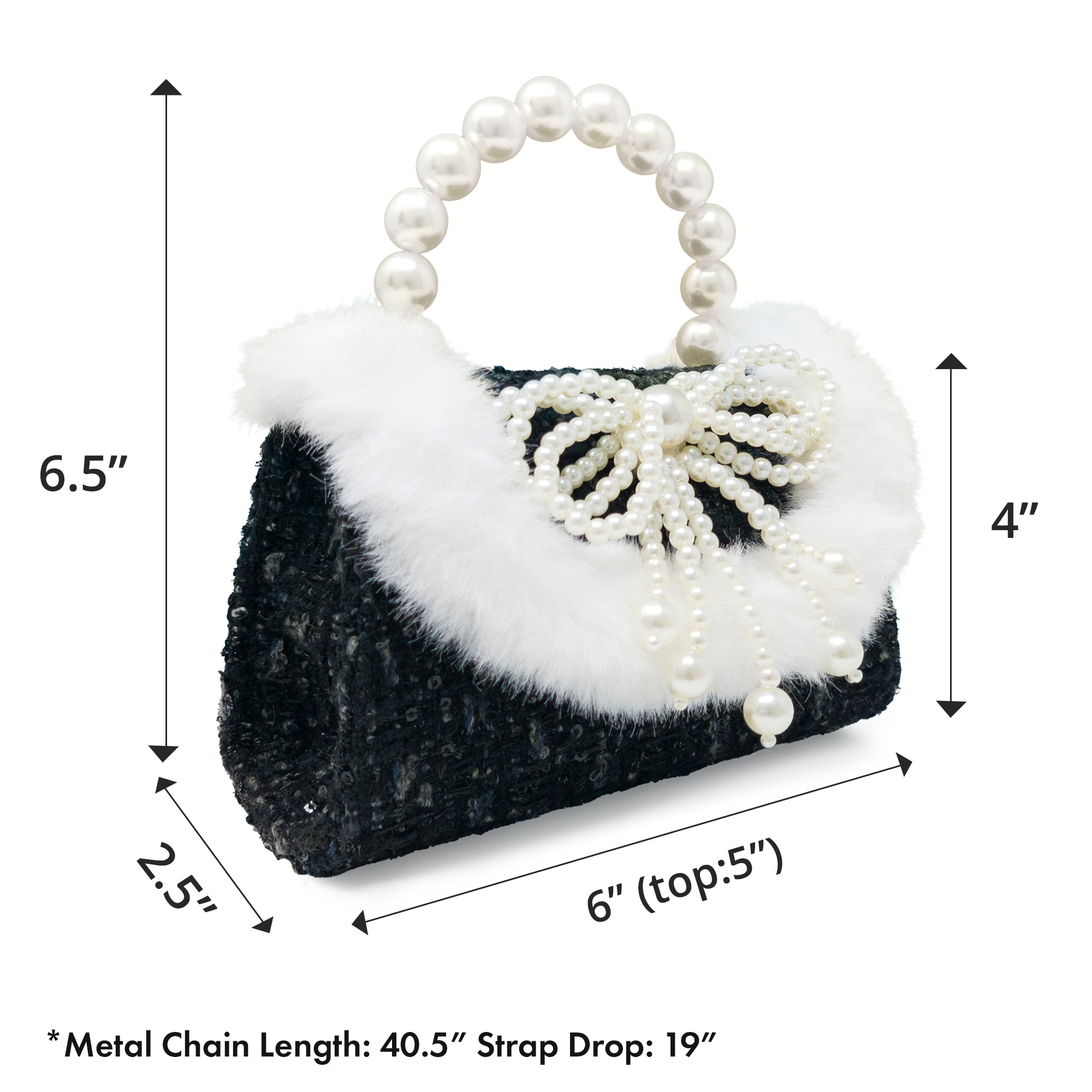 Pearl Ribbon Kids Tweed Handbag with Fur Trim | Puttisu – puttisu-usa