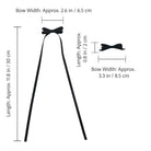Ribbon Bow Clip Set in black, showing two distinct styles of bows with dimensions.