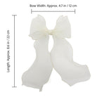 Large off-white organza bow clip with long, flowing tails, measuring approximately 4.7 by 8.6 inches.