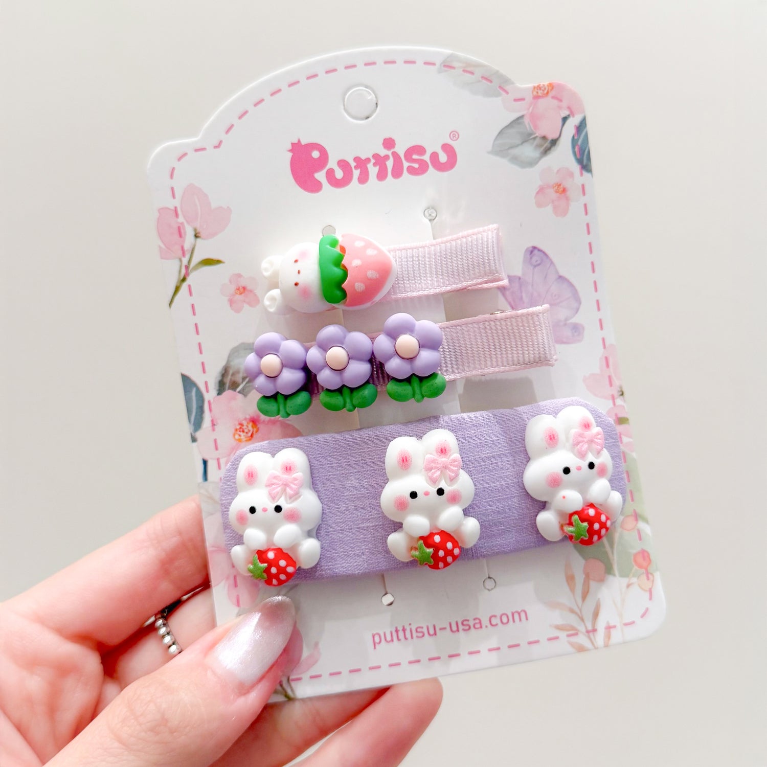 3pc Hair Clip Set - Bunny Garden Trio – puttisu-usa